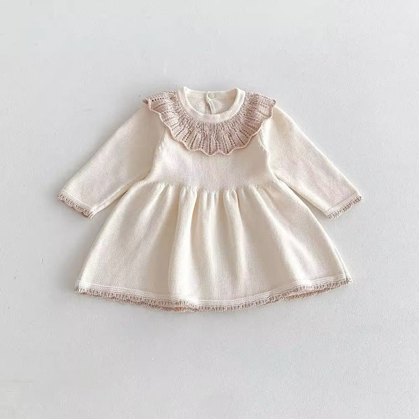 bebe white dress long sleeve Girl White Long Sleeve Stand Collar Lace Princess Dresses Baby Girl Formal Dresses