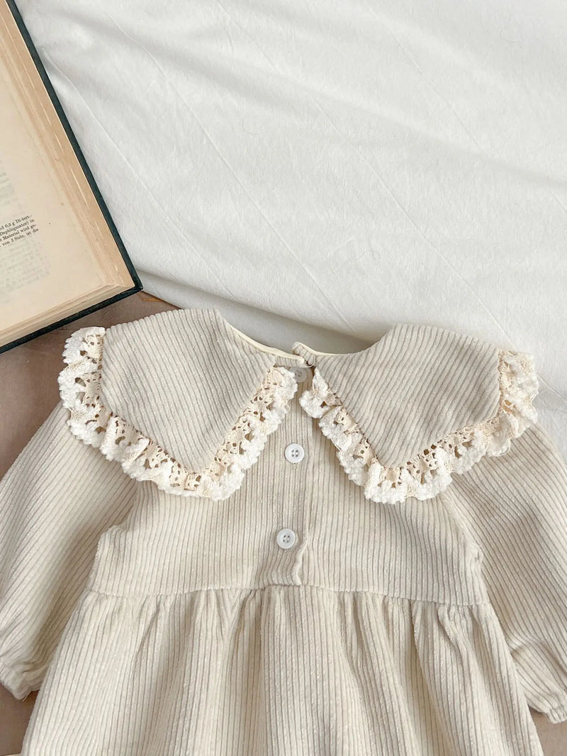 Textured Romper With Matching Bonnet