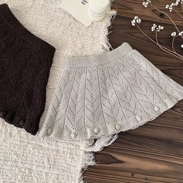 Pom Pom Knit Skirt - Stone