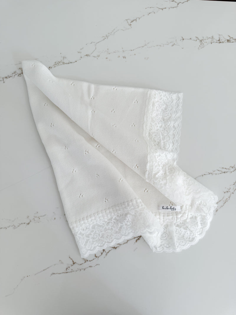 Hollow Out Knit Blanket - Pure White
