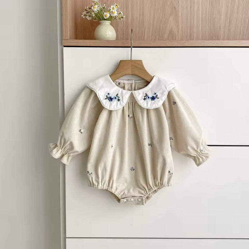 Enid Embroidered Romper - Oat