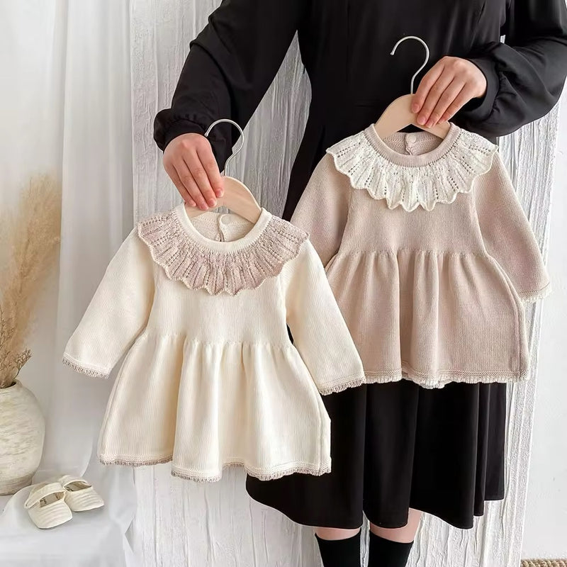 infant cream sweater dress Mayoral Floral Knit Outfit
