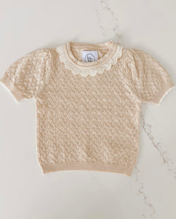 Hollow Out Knit Top - Sand
