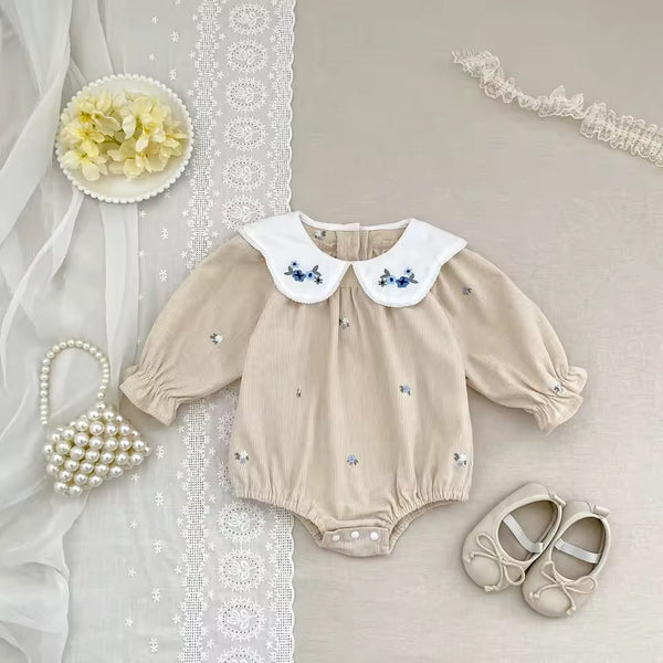 Enid Embroidered Romper - Oat