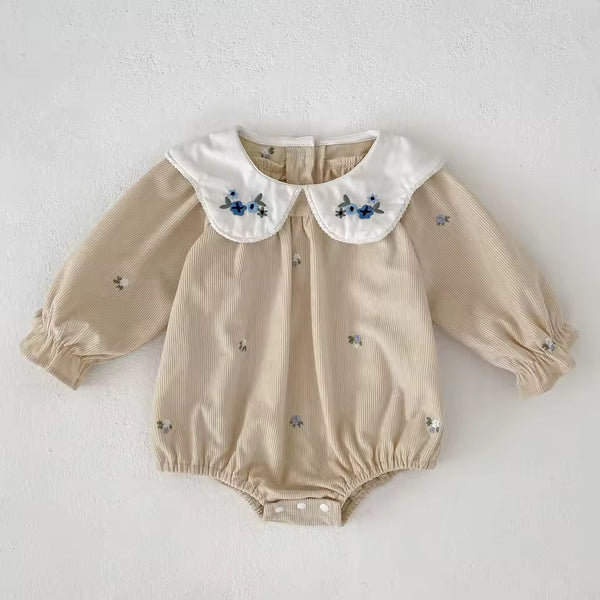 Enid Embroidered Romper - Oat