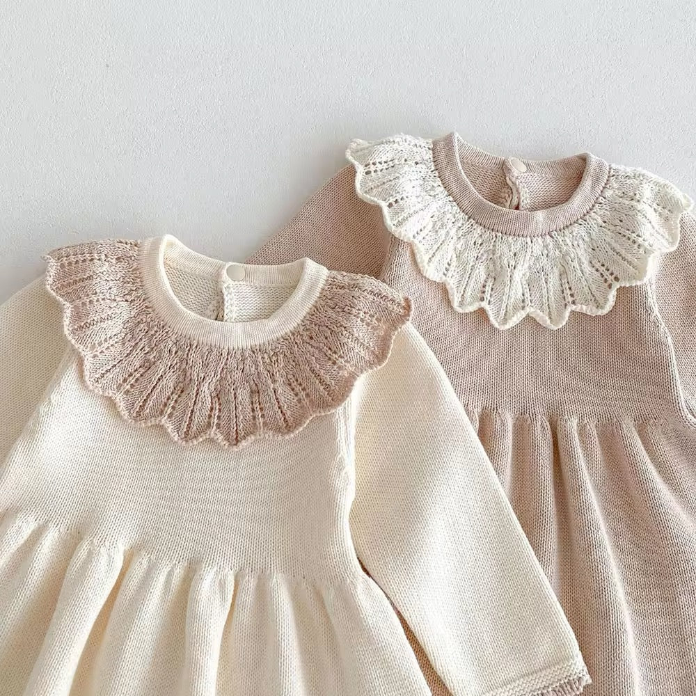 Scalloped Knit Dress - Cream 24m Scalloped Knit Dress - Cream 24m