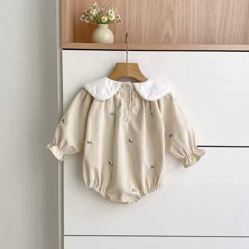 Enid Embroidered Romper - Oat