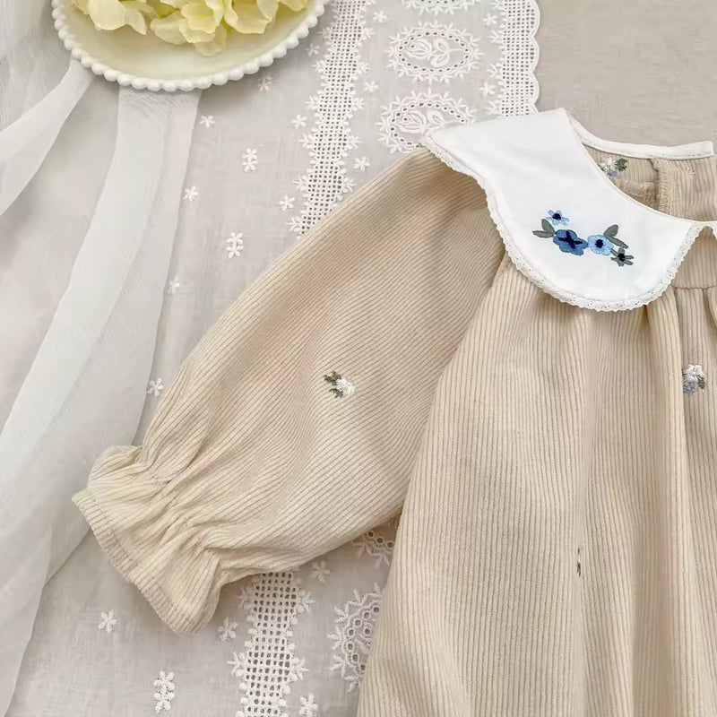 Enid Embroidered Romper - Oat