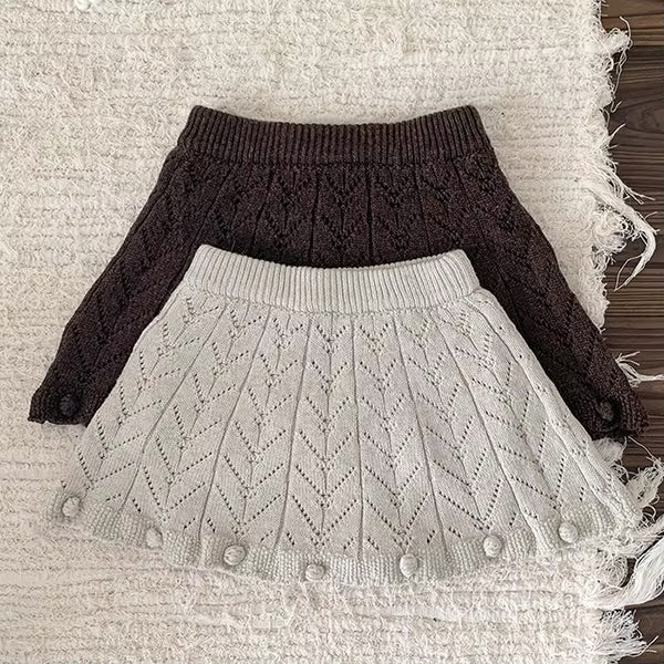 Pom Pom Knit Skirt - Stone