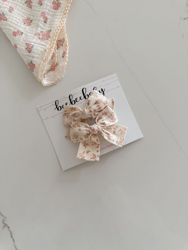 Handmade Floral Bow Clip Set of 2