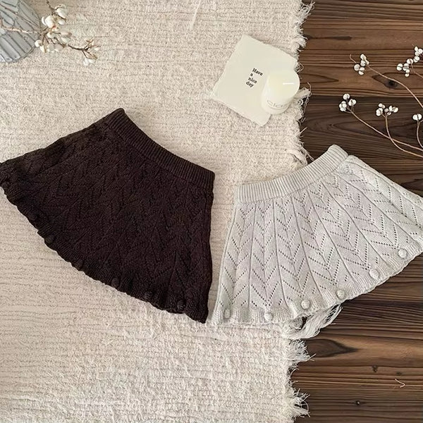 Pom Pom Knit Skirt - Coffee