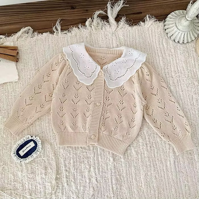 Hollow Out Knit Set -  Cream