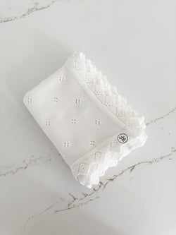 Hollow Out Knit Blanket - Pure White