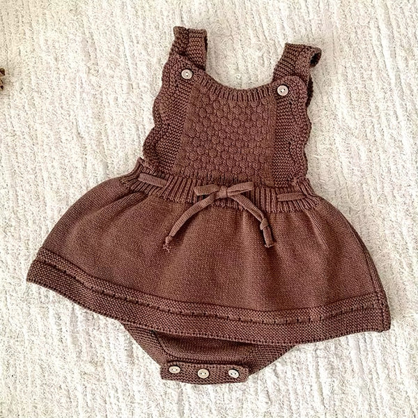 Textured Knit Romper - Chocolate