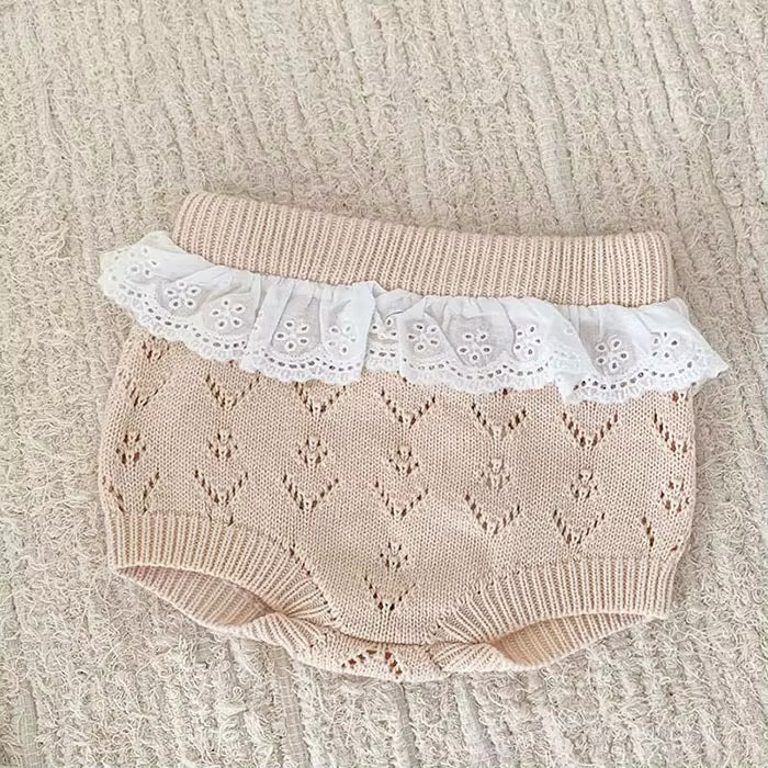 Hollow Out Knit Set -  Cream