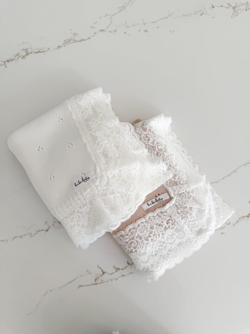Hollow Out Knit Blanket - Pure White