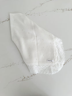 Hollow Out Knit Blanket - Pure White