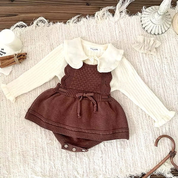 Textured Knit Romper - Chocolate