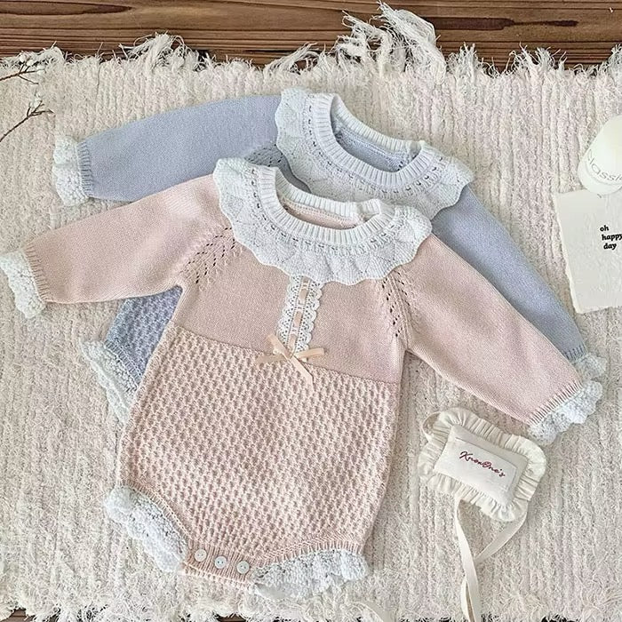 Detailed Knit Romper - Blush