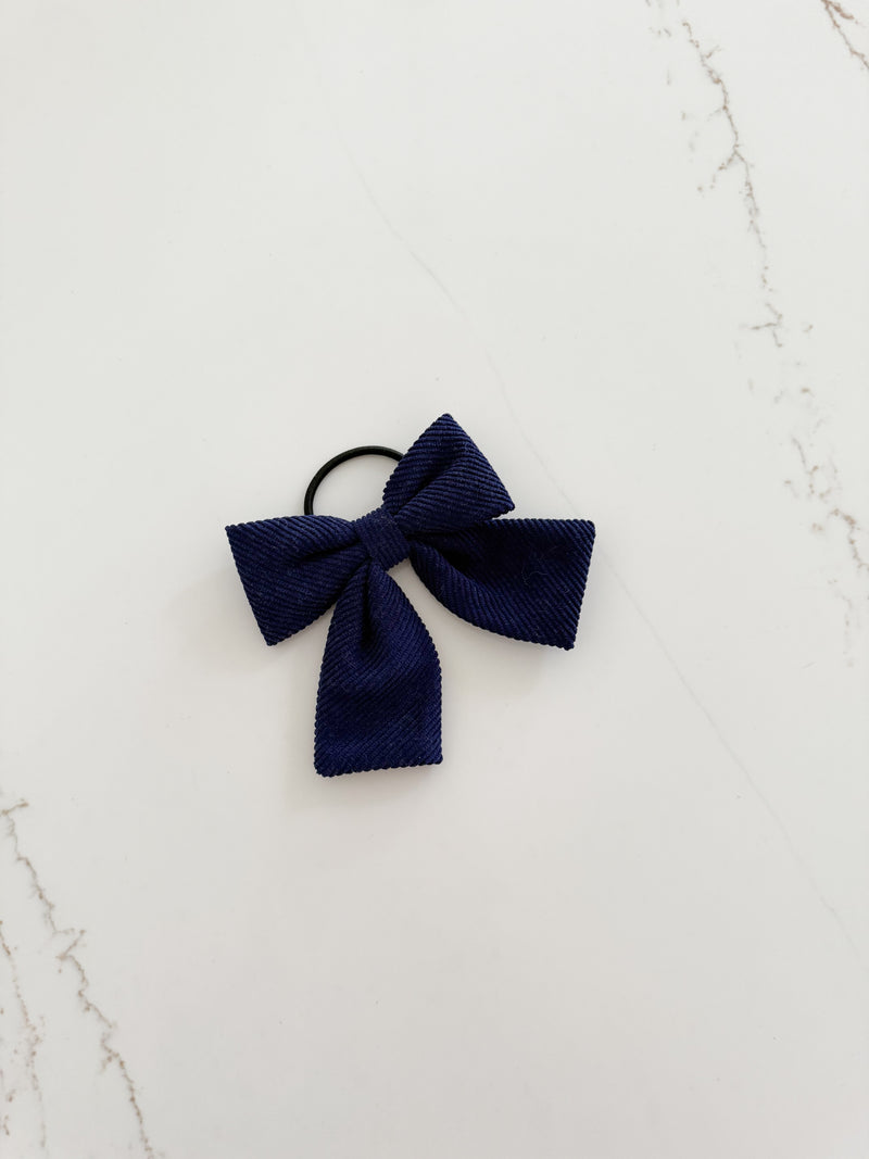 Bow With Scrunchie - Navy