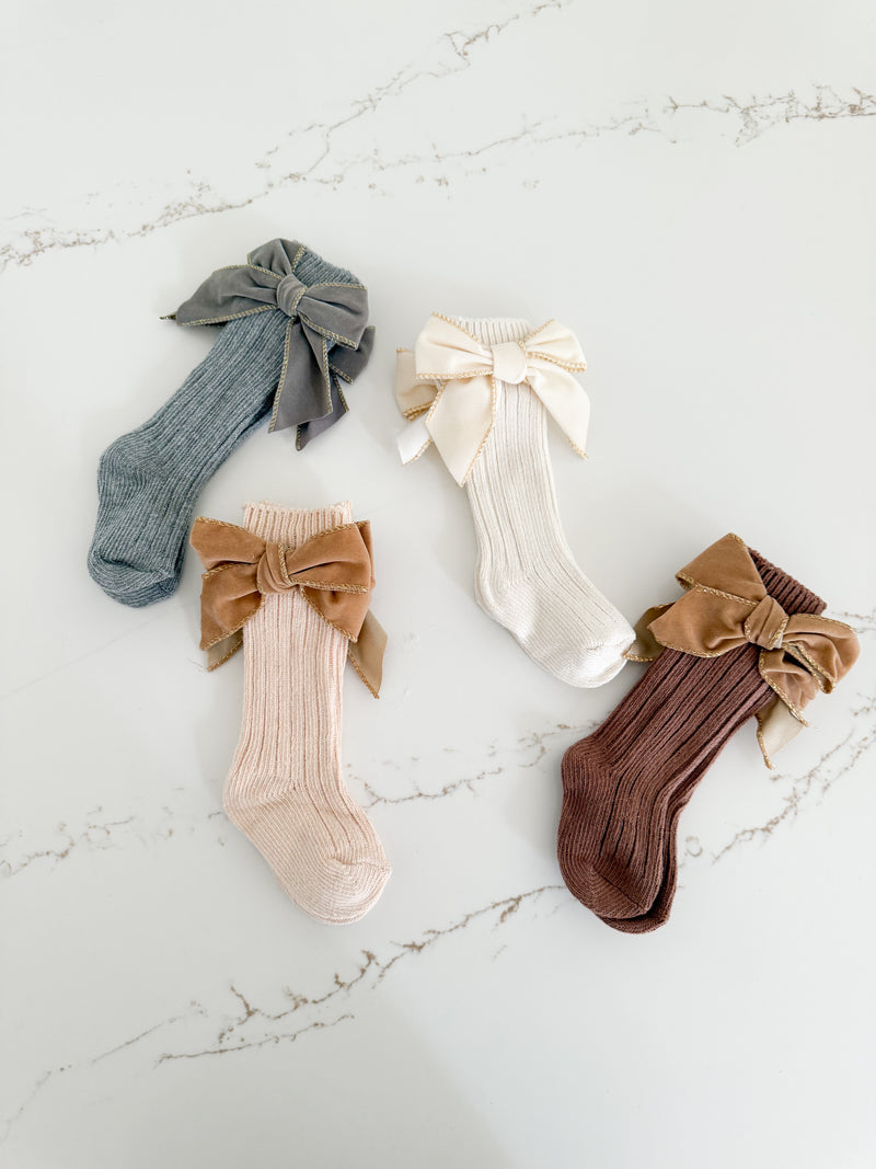 Ribbed Bow Socks - Pack of 4