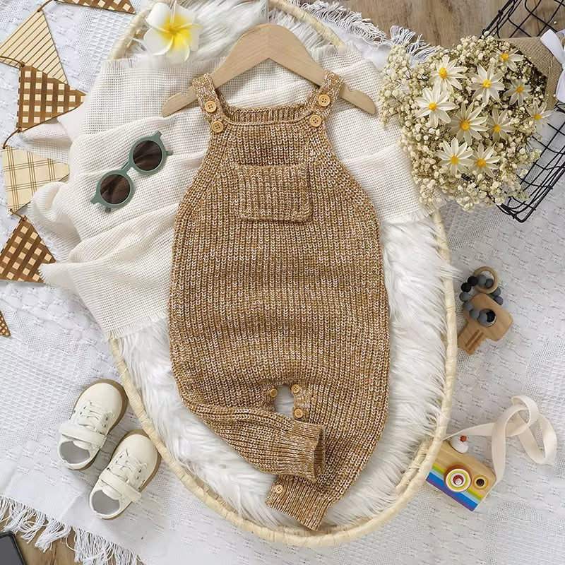 Knit Textured Overalls