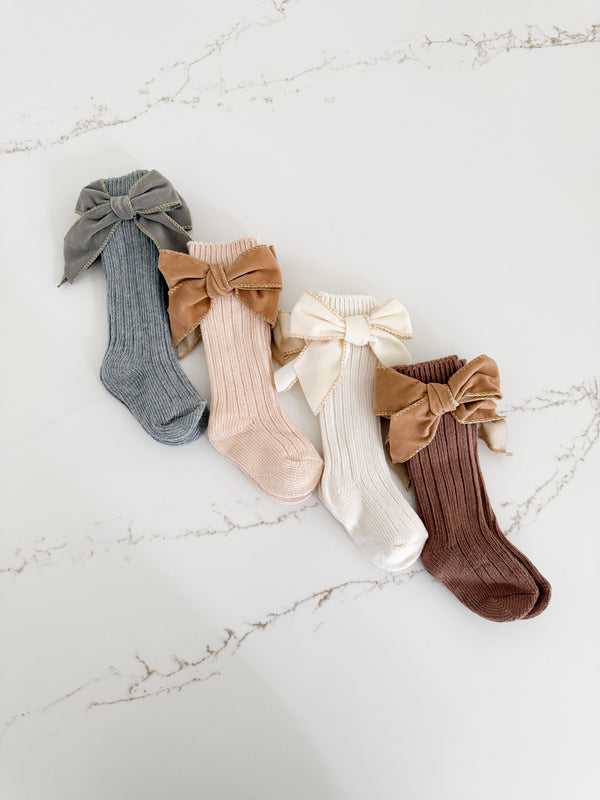 Ribbed Bow Socks - Pack of 4