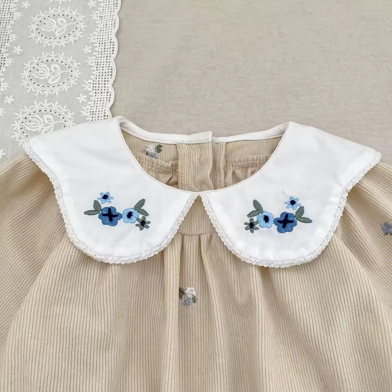 Enid Embroidered Romper - Oat