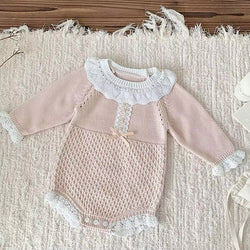 Detailed Knit Romper - Blush