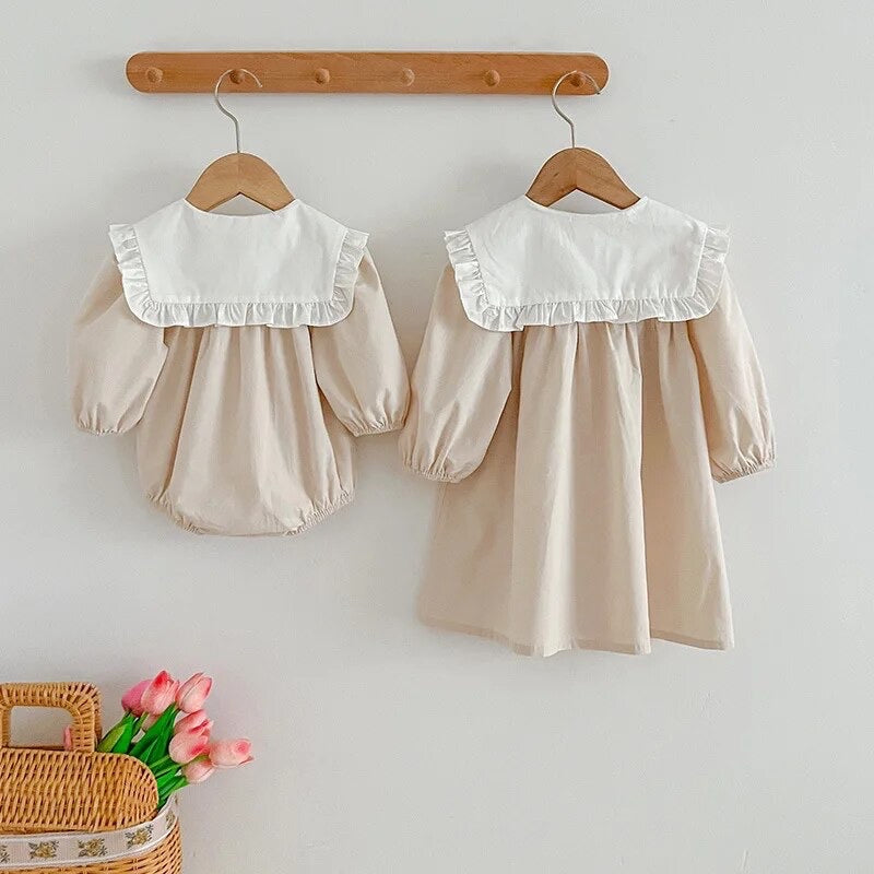 Cotton Romper With Contrasted Collar