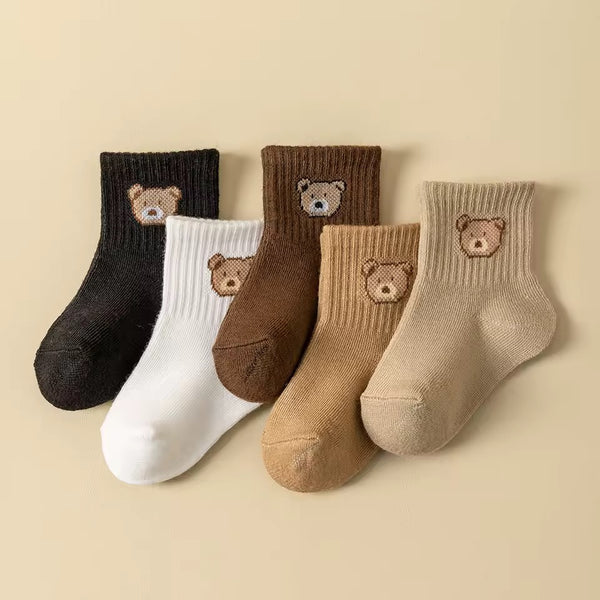 Ribbed Teddy Socks - Pack of 5