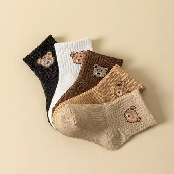 Ribbed Teddy Socks - Pack of 5