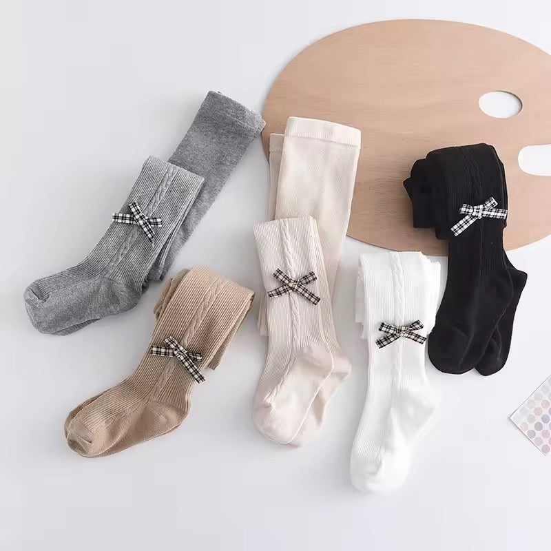 Ribbed Bow Tights