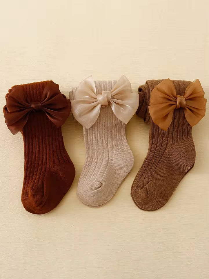 Ribbed Bow Tights - Pack of 3