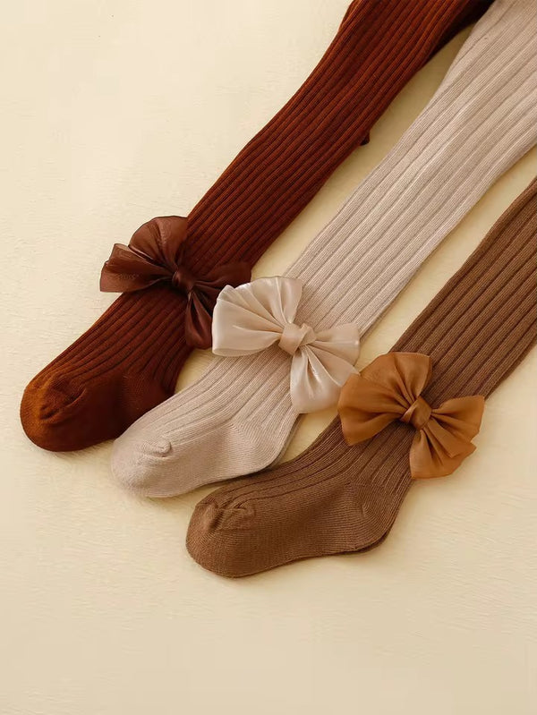 Ribbed Bow Tights - Pack of 3
