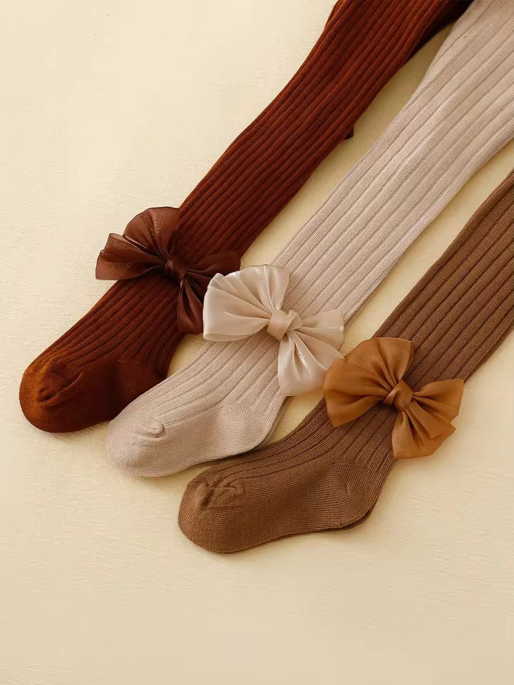 Ribbed Bow Tights - Pack of 3