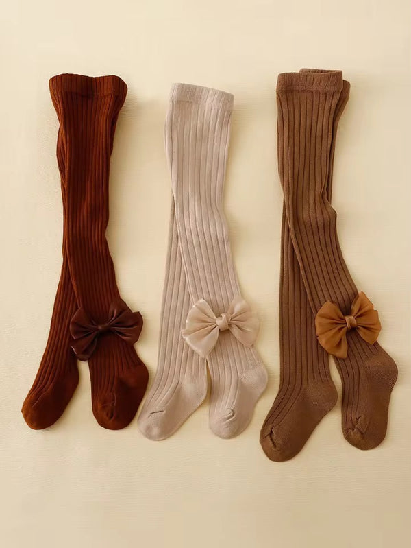Ribbed Bow Tights - Pack of 3