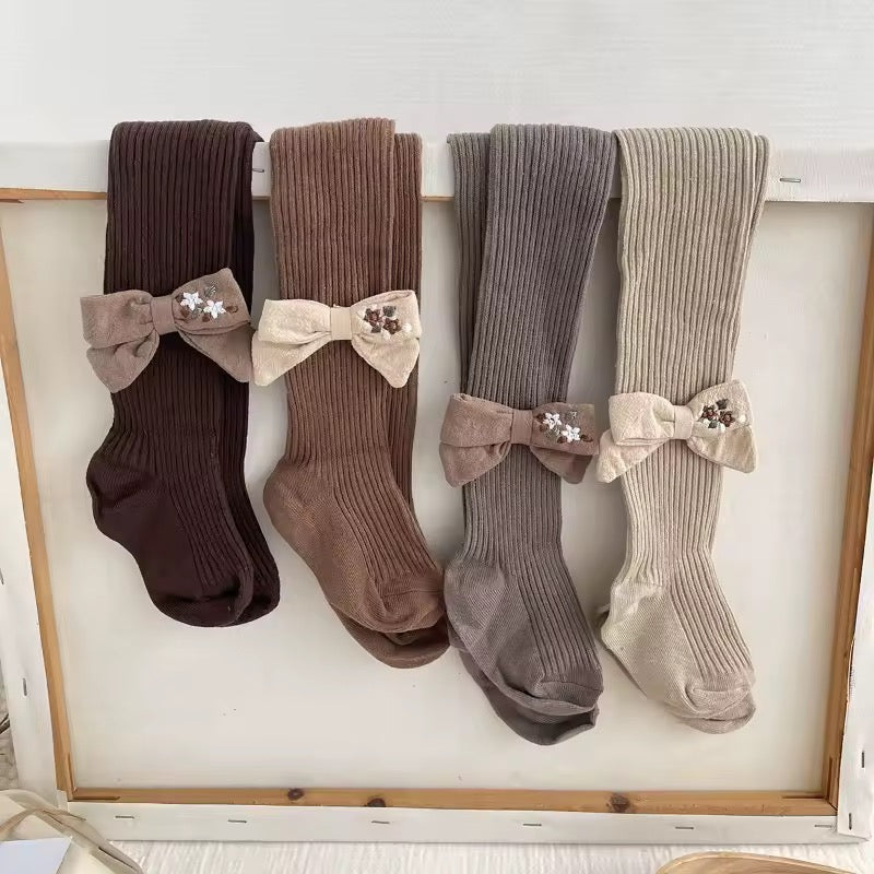 Ribbed Bow Tights