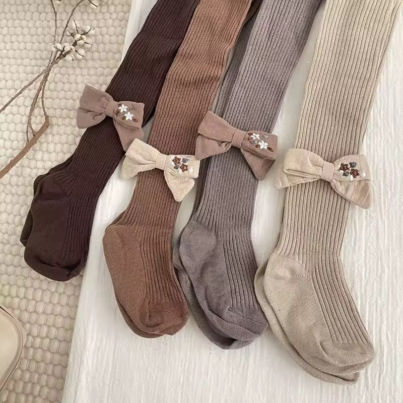 Ribbed Bow Tights