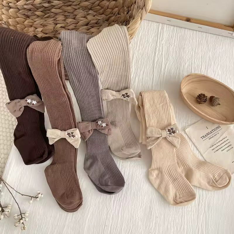 Ribbed Bow Tights