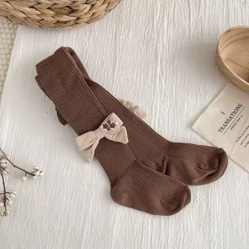 Ribbed Bow Tights