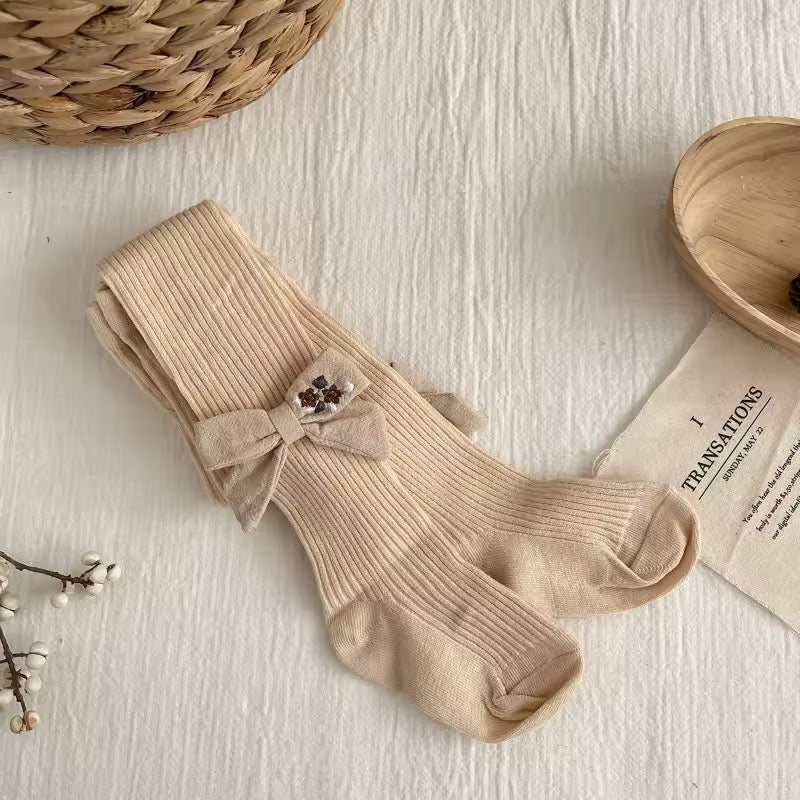 Ribbed Bow Tights