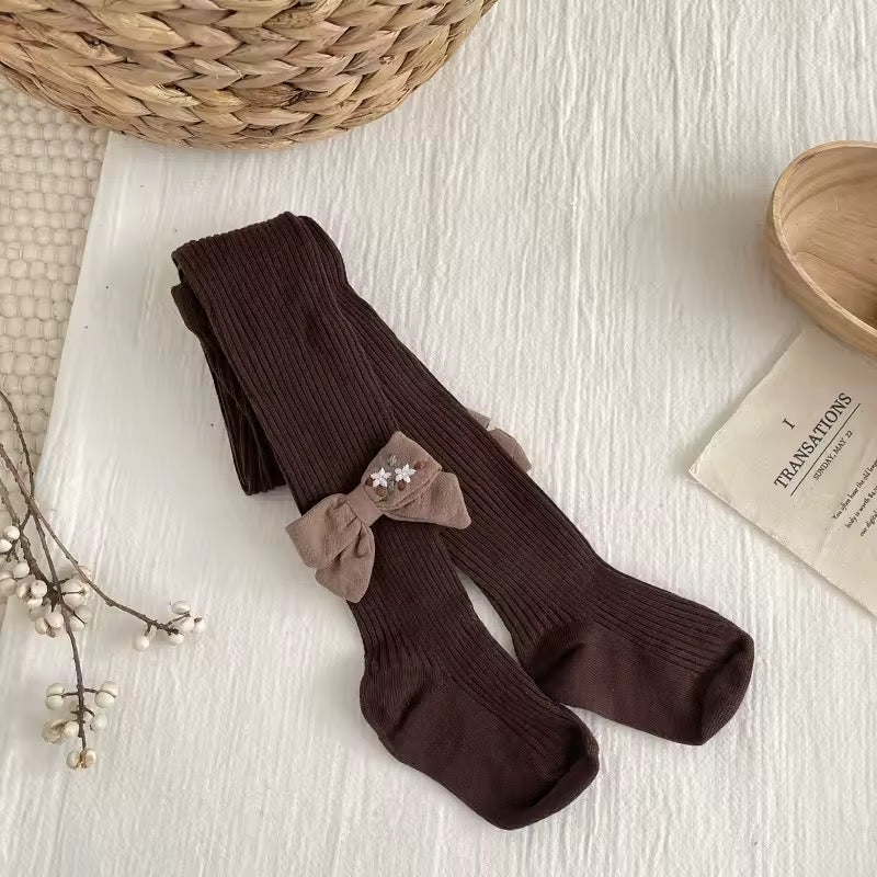 Ribbed Bow Tights