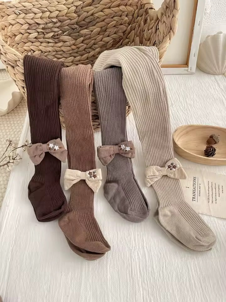 Ribbed Bow Tights