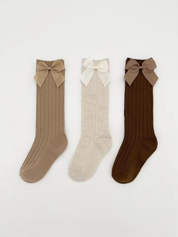 Ribbed Bow Socks- Pack of 3
