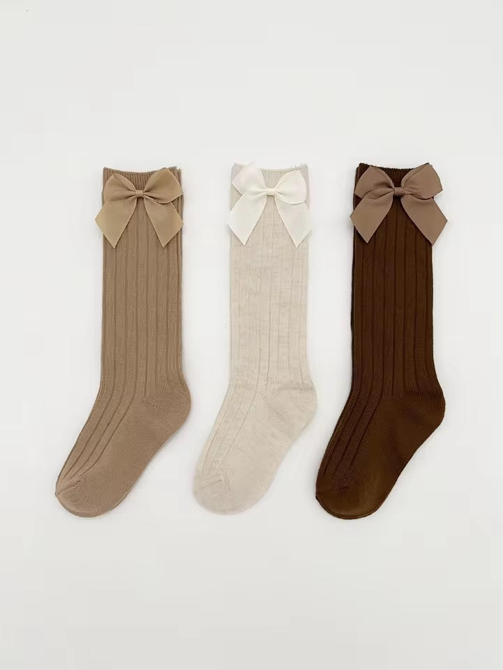 Ribbed Bow Socks- Pack of 3