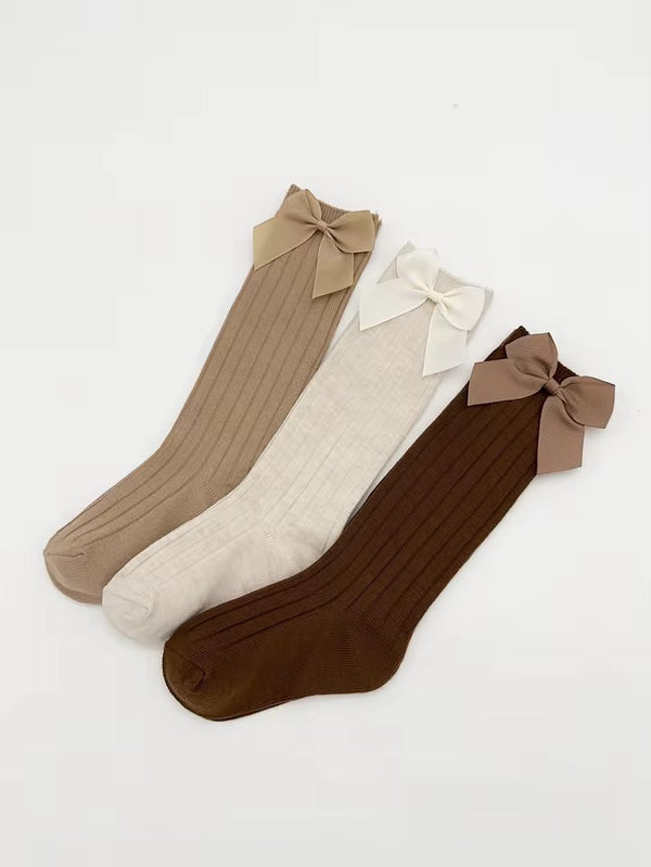 Ribbed Bow Socks- Pack of 3