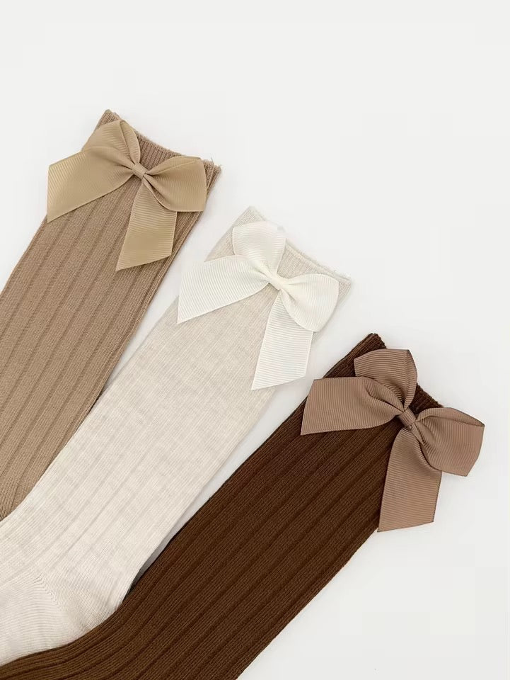 Ribbed Bow Socks- Pack of 3