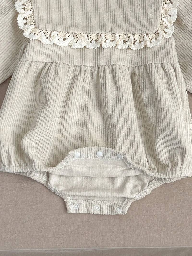 Textured Romper With Matching Bonnet