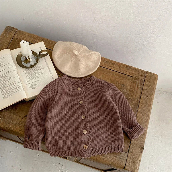 Textured Knit Cardigan - Chocolate